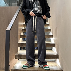 加绒加厚冬款男灯芯绒裤拼接直筒休闲长裤h33P40，男装休闲裤，星座1013-1