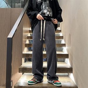 加绒加厚冬款男灯芯绒裤拼接直筒休闲长裤h33 P40图片