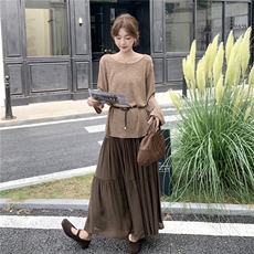 现货：秋装新款针织材质上衣＋半身裙套装2C135-8893P145K218，女装套装/套裙，2C135