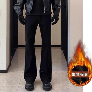 W10811加绒-P40 网图现货 加绒美式高街西裤休闲裤直筒微喇裤子图片