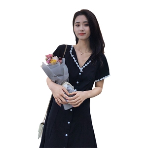 现货 2021夏季新品V领连衣裙浙宝292A货号T021图片