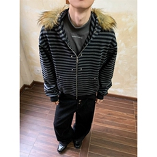 重磅420克毛领可拆卸条纹开衫卫衣ZW0155-特批60，男装卫衣，星座313A(原308A-2)