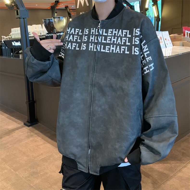 秋季新款港风美式高街复古高质量凯美拉印花皮衣男潮JK1322-P78,男装皮衣,星座313A(原308A-2)