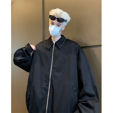 复古格纹肌理感宽松休闲两面穿夹克外套ins潮高级感开衫上衣服，男装夹克，星座716-4