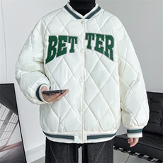 加厚字母棉衣男冬季棒球领男士棉服潮流格子棉袄A266-WMY2215-P75，男装棉衣，电商A266