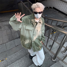 美式vibe复古渐变牛仔夹克男秋冬季潮牌高街痞帅宽松休闲工装外套，男装夹克，星座505-2（原电商A260-1)