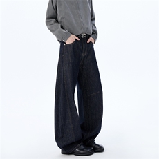 WD931-秋冬老钱风丹宁蓝宽松低腰弯刀baggy原牛(P60X98)1，男装牛仔裤，电商C315