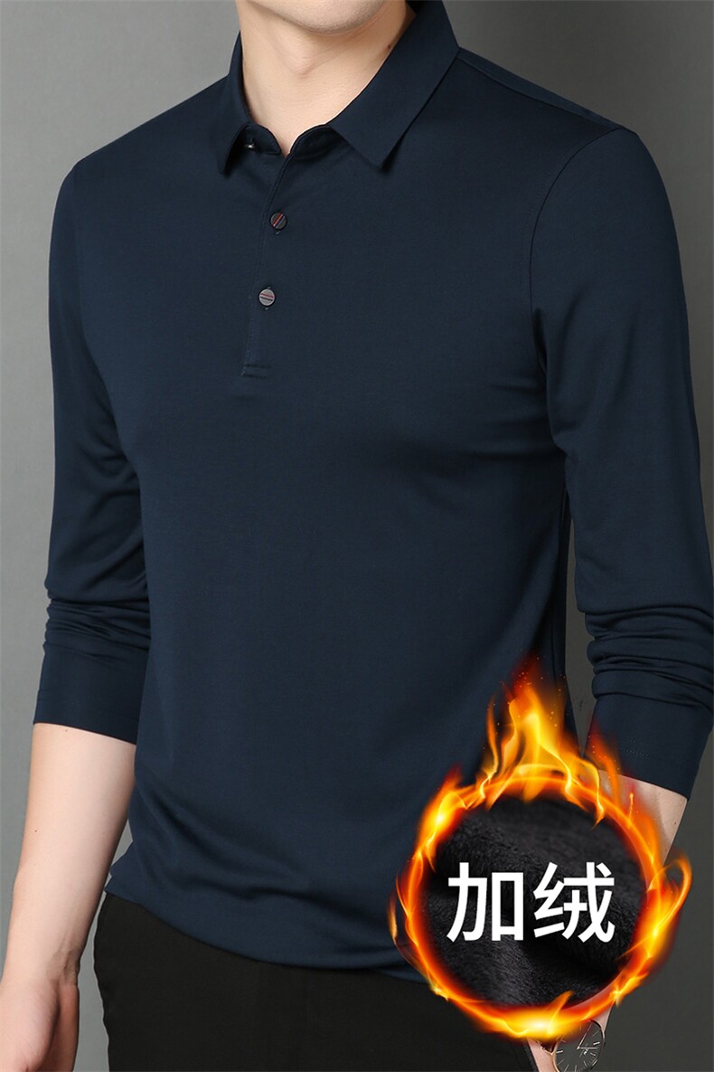 男士长袖翻领休闲针织衫冬季新款中年加绒加厚保暖毛衣打底衫男装,男装针织衫/毛衣,电商B212（原钱塘6029）