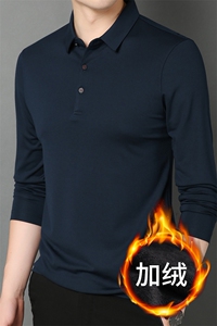 男士长袖翻领休闲针织衫冬季新款中年加绒加厚保暖毛衣打底衫男装图片