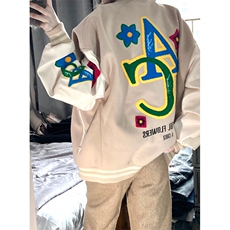美式复古刺绣棒球服男女秋冬款加厚毛呢外套vintage飞行员夹克，男装夹克，星座601-1