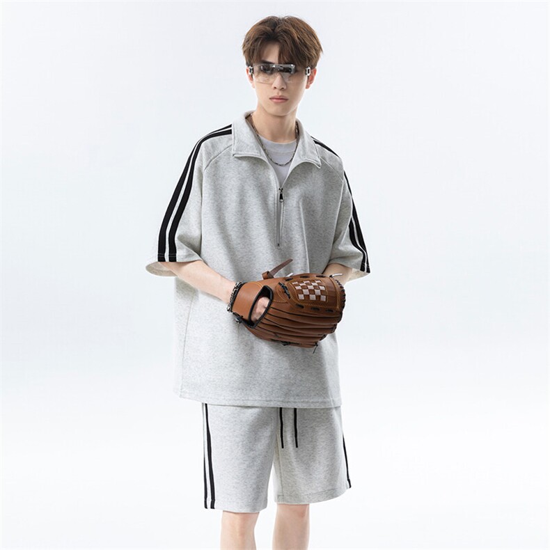 夏季半拉链polo衫套装T3637上衣特P31控59/DK8609裤子特P26控49,男装Polo衫,电商A007