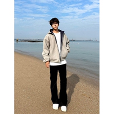 L02CC-特P60双拉链短款连帽开衫卫衣外套男，女装短外套，星座1007（原301D）