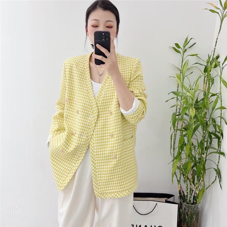 现货欧货格子西装，女装西装，悠奈尔
