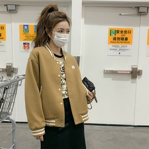 23年新品棒球服撞色休闲校园风夹克外套图片