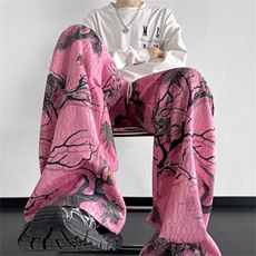 复古手绘彩色涂鸦直筒休闲裤男女宽松阔腿迷彩工装长裤KX1505，男装休闲裤，星座1116A-1（原606A）