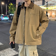 新款中性风纯棉夹克男翻领撞色上衣外套A157B-J2520-特P85，男装夹克，电商A157B