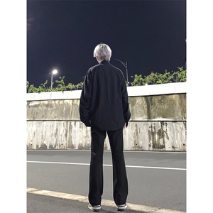 高街vibe纯色牛仔裤男款夏季修身直筒弹力微喇叭裤图片