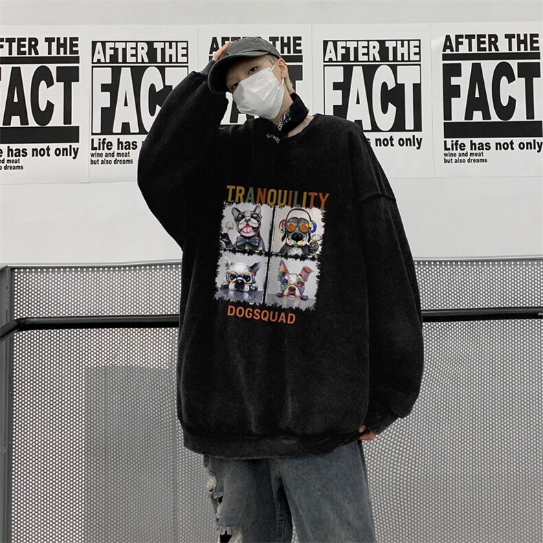 美式潮牌重磅水洗做旧连帽卫衣力推大码男XZ517A-2-Y7755-P58,男装卫衣,星座517A-2