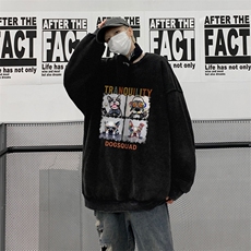 美式潮牌重磅水洗做旧连帽卫衣力推大码男XZ517A-2-Y7755-P58，男装卫衣，星座517A-2