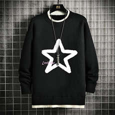 控78假两件毛衣男大码加绒针织衫男毛线衣M80286-P55加绒P70，男装针织衫/毛衣，电商A040A