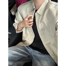 100%棉纯棉衬衫成衣水洗休闲衬衫男女宽松纯色衬衣GC27-P45，男装衬衫，星座301C-5