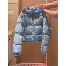 1506-1/M78051/P82女生星星满印立领短款蓝色棉服，男装棉衣，星座1506-1