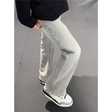 美式高街加绒加厚裤子男秋冬烟灰色牛仔裤KF3058常规P39加绒P49，男装牛仔裤，四季星座505