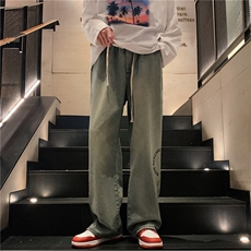 k1007-p55-控78M-5XL港风黄泥拉链高阶黑暗宽松大码牛仔裤，男装牛仔裤，星座116