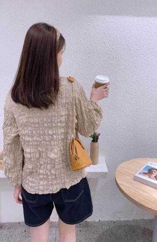 韩系泡泡面料上衣，其它，唯品