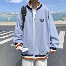J607P30港风外景2024秋季新款休闲百搭字母印花三色立领夹克潮，男装夹克，电商A026-1
