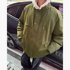 冬季羊羔拼接可翻棉衣男日系潮流户外保暖工装棉服MF286-P79，男装棉衣，星座412-3