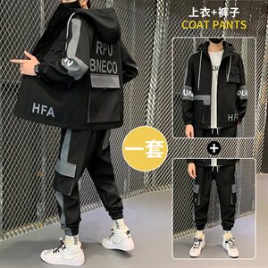 主推秋季男士套装休闲运动服帅气搭配一套工装夹克外套 D05图片