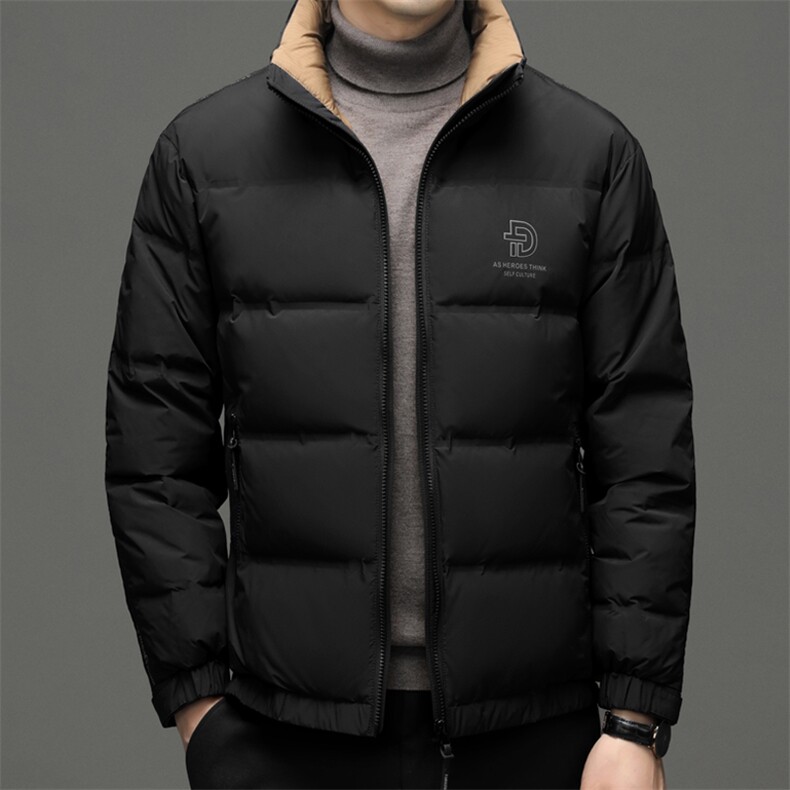 男士立领羽绒服新款加厚保暖上衣冬季中年商务休闲纯色外套男装,男装羽绒服,电商B212（原钱塘6029）