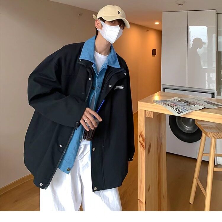 假两件外套男韩版潮流春秋日系百搭痞帅港风潮牌上衣夹克JK08848,男装夹克,星座516A