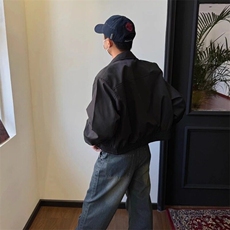 美式复古简约短款翻领夹克男春秋宽松休闲潮流外套，男装夹克，星座506A