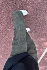 弯刀工装裤美式复古大口袋阔腿裤子褶皱直筒微喇裤310A-K938-P40，男装工装外套，四季星座310A