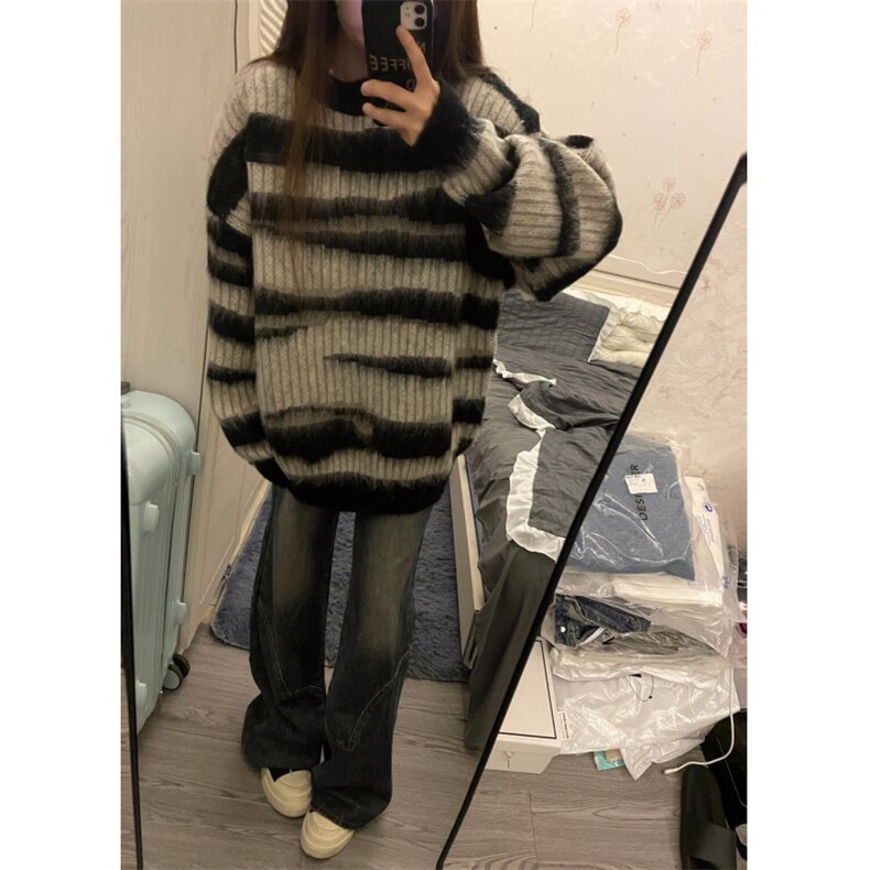 【有货】MY3010LL-特P46条纹毛衣男慵懒风情侣针织衫外套,男装针织衫/毛衣,星座1007（原301D）