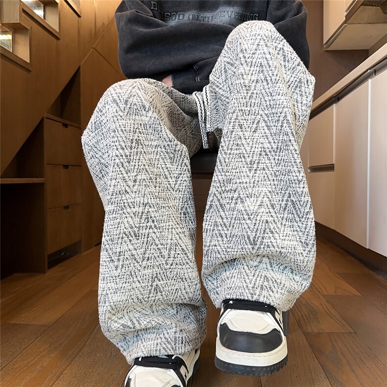 212A-K103特38控68人字纹直筒休闲裤男女同款宽松拖地裤，男装休闲裤，星座212A（原A324）