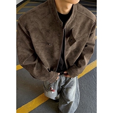 扎染正肩皮衣外套男款春秋立领哈灵顿夹克美式复古棒球服J762，男装夹克，星座1116A（原606A-3）
