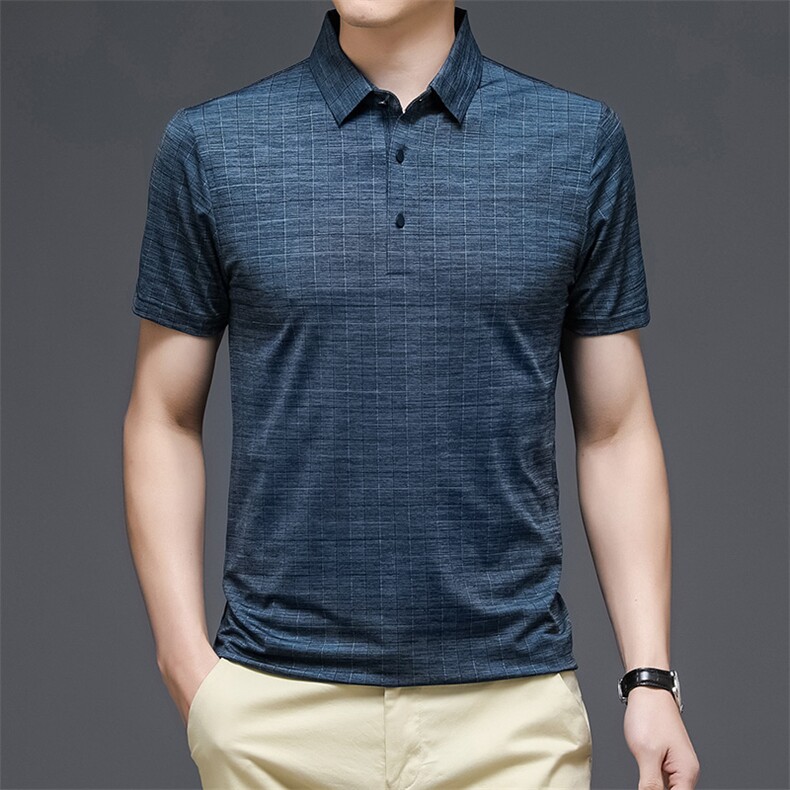男式2023年夏季新款冰丝透气T恤衫男短袖翻领休闲POLO体恤衫P58，男装Polo衫，星座1105-3