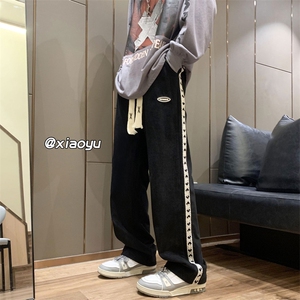 XZ616 秋季新款百搭灯芯绒织带贴标拖地裤 TY417 P55控68图片