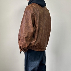 现货-水洗质感复古皮外套男pu机车服潮牌痞帅夹克-AP23106-P115，男装夹克，电商A351