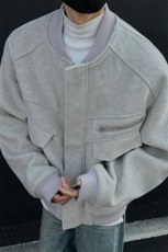 美式潮系夹棉绒毛呢外套飞行服冬季加厚棒球服棉服893P125，男装棉衣，电商A458A