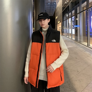 坎肩现货刺绣立领宽松外套马甲时尚男款韩版羽绒服拼接男女款图片