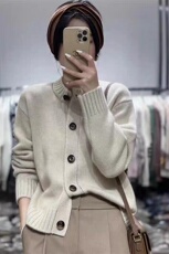 时尚百搭羊毛开衫显瘦修身长袖针织衫优雅气质女装外套，女装针织衫/毛衣，鑫之绒