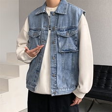 牛仔马甲男韩版潮流高街帅气2025秋季新款ins宽松外套W4706-P52，男装背心/马甲，星座412