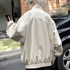 男士痞帅男装短款皮衣外套春秋新款宽松pu皮夹克J2661P90控128，男装皮衣，电商A157