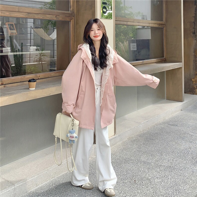 大货已出假两件蕾丝拼接风衣外套5772-P175K259,女装风衣,2C332