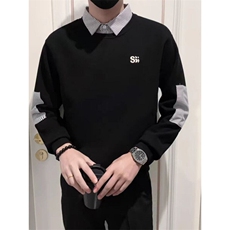 假两件刺绣潮宽松卫衣套头气质时尚潮流青少年休闲WM328，男装卫衣，星座1116A-2（原606A-1）