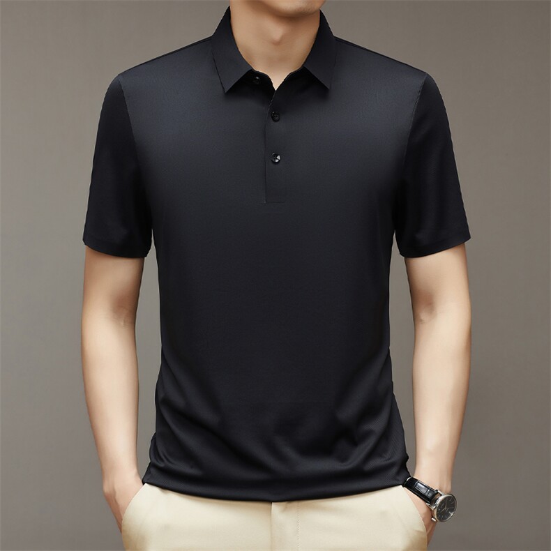 男士短袖T恤薄款翻领秋季中年商务休闲刺绣体恤上衣DG89021-P60，男装Polo衫，星座1105-3